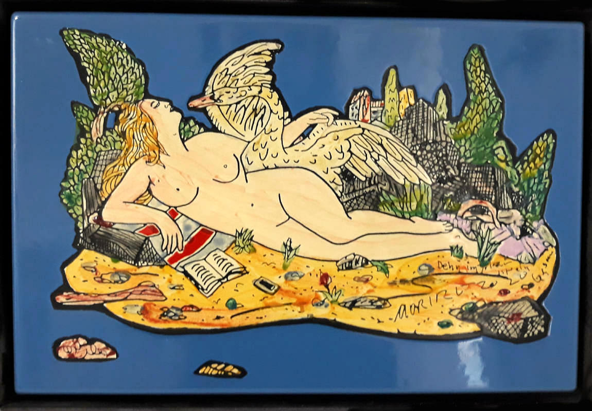 Moritz Götze,
Denn im Mann ist ein Schwan,
2020,
Emaillmalerei,
20 cm x 30 cm