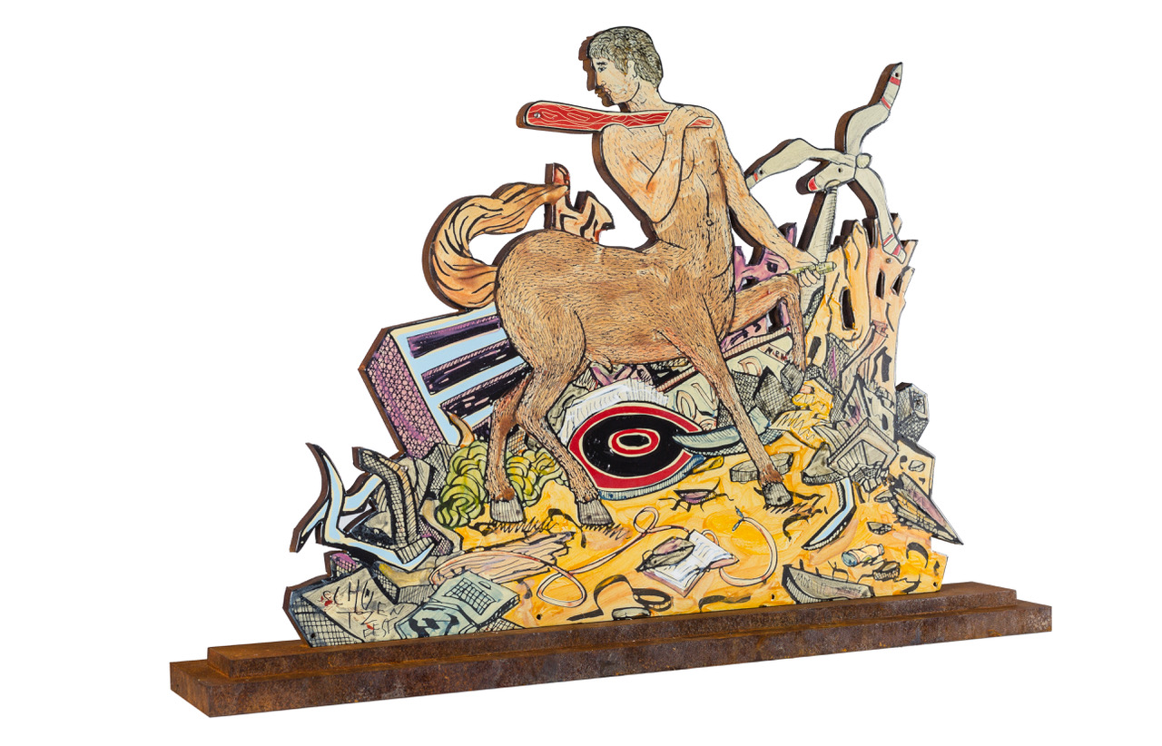 Moritz Götze, Schützenfest, 2018, Emailleskulptur, 58,2 cm x 86 cm x 12 cm