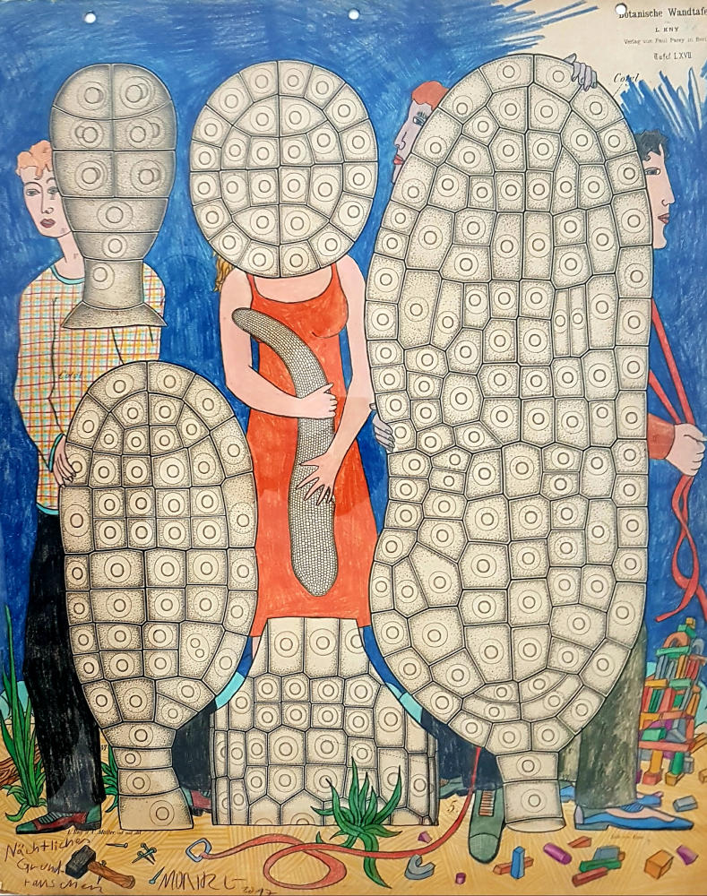 Moritz Götze, 
Nächtliches Grundrauschen, 
2017, 
Zeichnung auf Rostocker Pappe,
83 cm x 67 cm