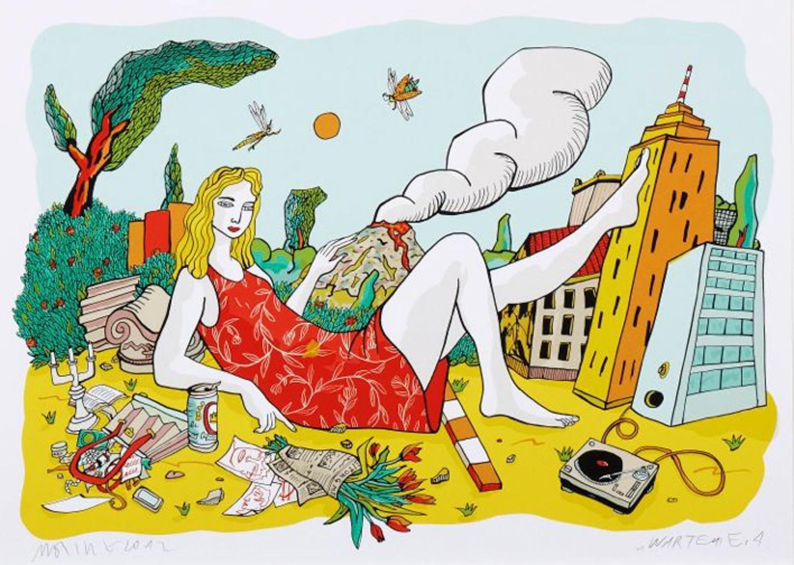 Moritz Götze,
Warten,
2012,
Farbgrafik,
50 cm x 70 cm