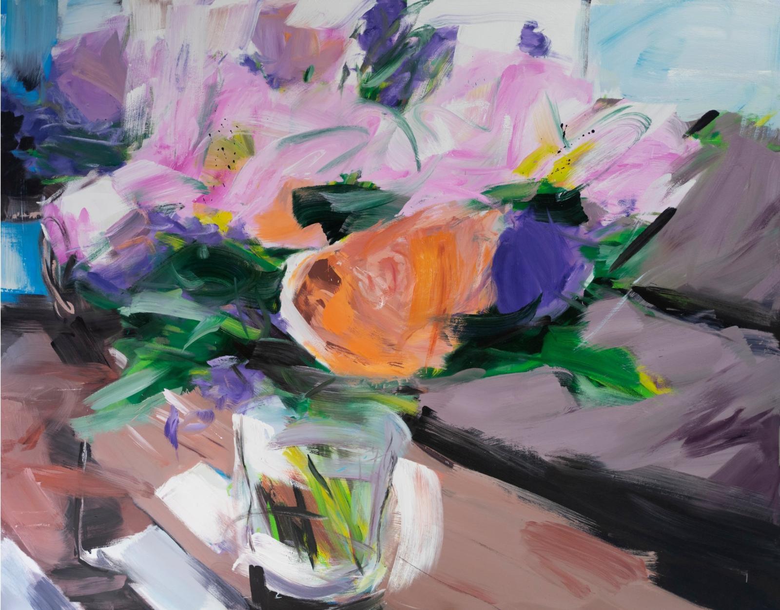 Alireza Varzandeh, Wohnzimmer, 2021, Öl auf Leinwand, 180 cm x 230 cm, Galerie Cyprian Brenner, LONGSTREET ART SHOP