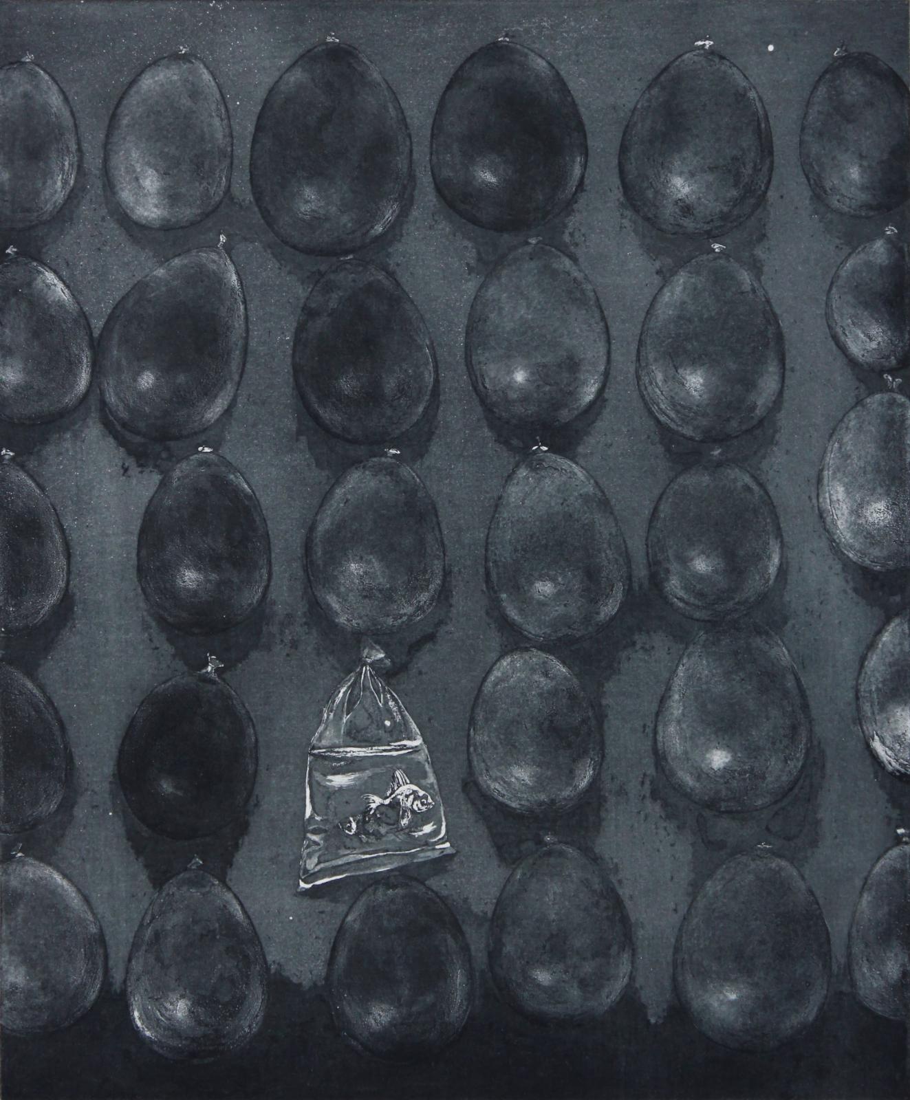 Karin Brosa, Good Luck, 2017, Radierung,  49 cm x 39 cm,  Auflage 10