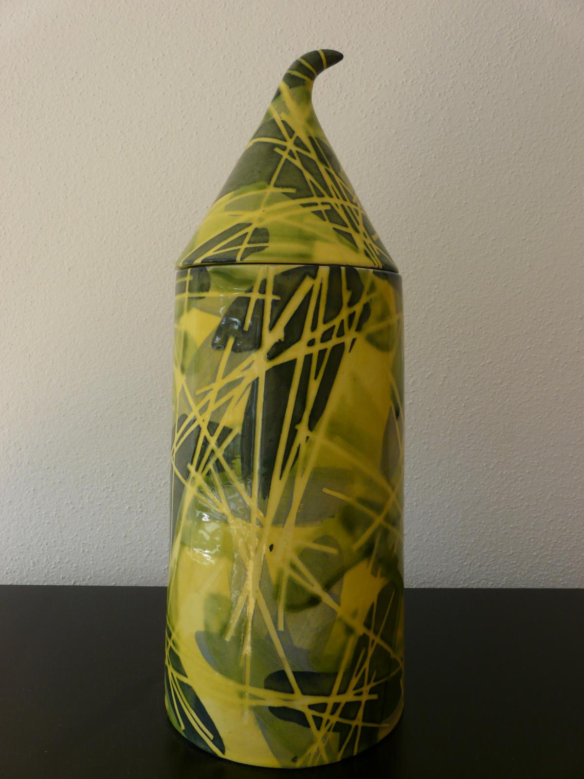 Grita Götze, Große Dose, 2007, Engobemalerei, 40 cm, gog003de, Galerie Cyprian Brenner, LONGSTREET ART SHOP