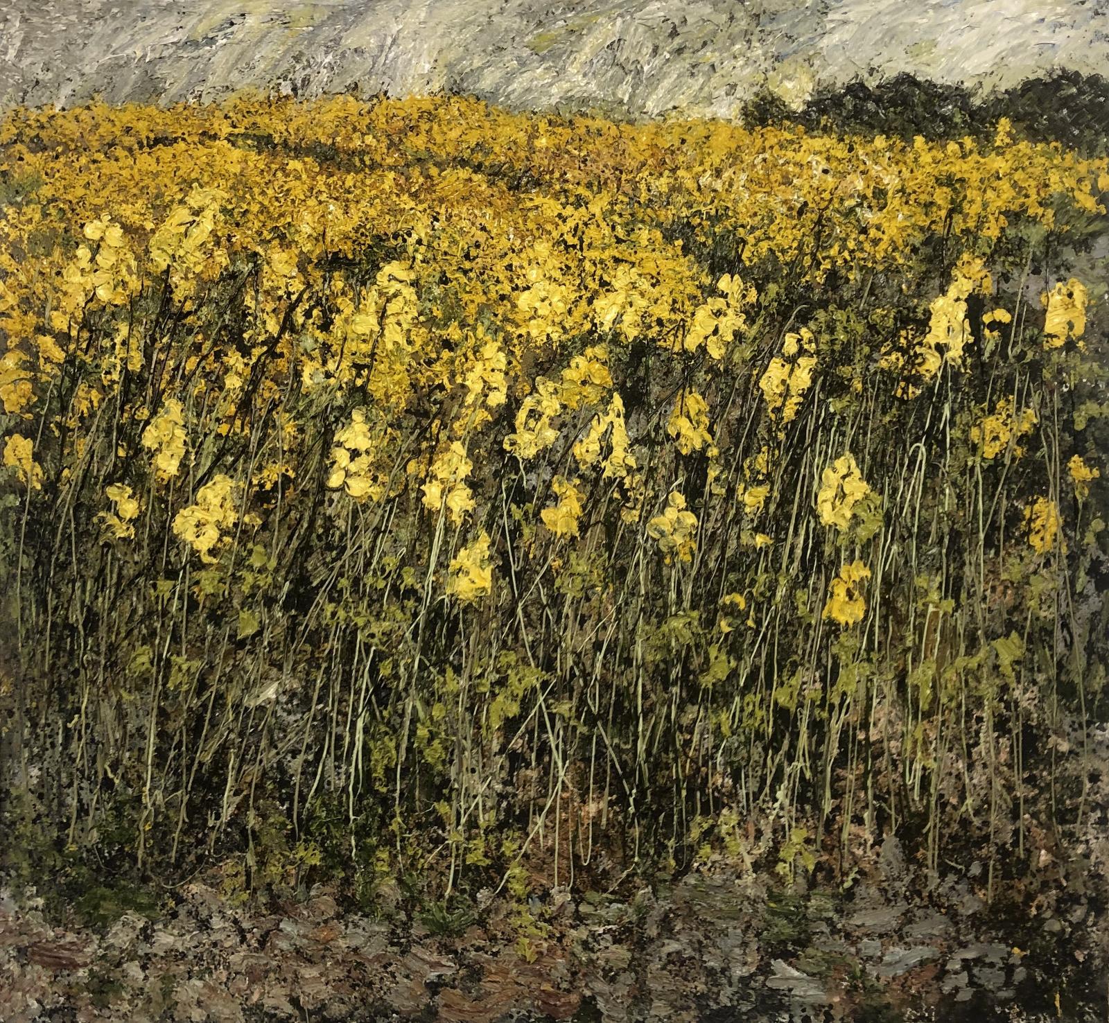 Helmut Helmes, Gelbfeld, 2020, Öl auf Leinwand, 130 cm x 140 cm, Galerie Cyprian Brenner, LONGSTREET ART SHOP