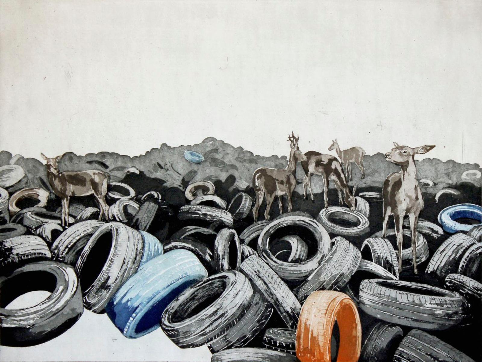 Karin Brosa,
Parcours,
2014,
Farbradierung,
49 cm x 64 cm, Auflage 10