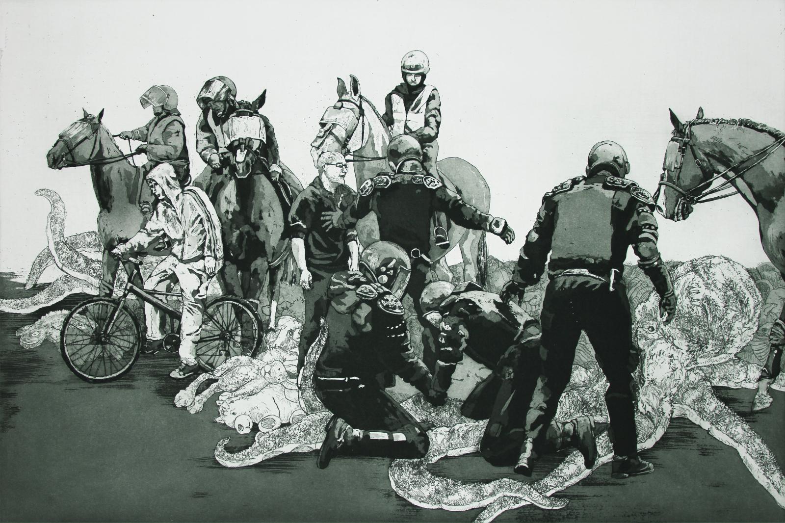 Karin Brosa, Streetview 1, 2017, Radierung, 58 cm x 78 cm, Auflage 10