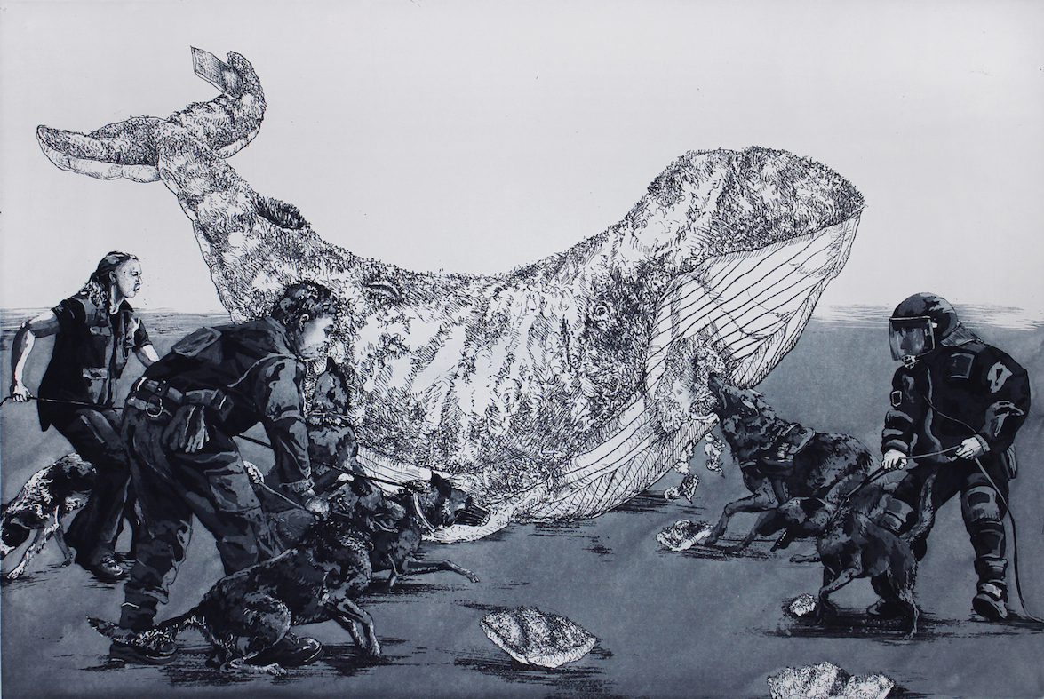 Karin Brosa, Streetview 2, 2017, Radierung,  58 cm x 78 cm, Auflage 10