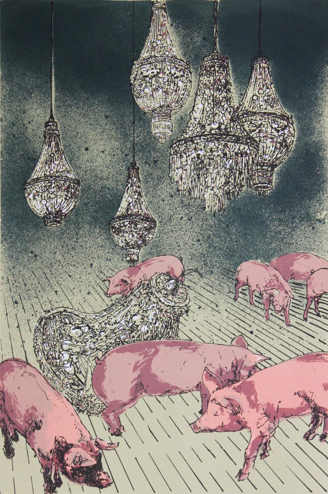 Karin Brosa, A night out, 2017, Serigraphie, 60 cm x 42 cm, Auflage 15