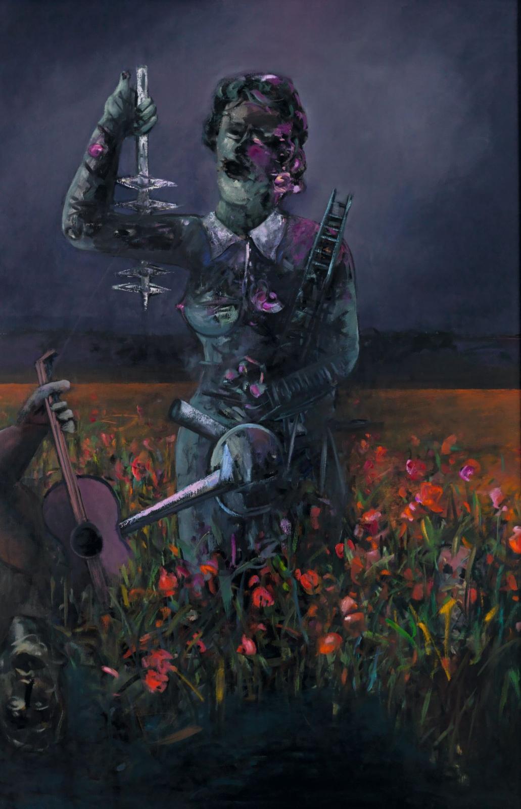 Max Kaminski, Gitarre, M.S.V., 2005, Öl auf Leinwand, 190 x 130 cm, Galerie Cyprian Brenner, LONGSTREET ART SHOP