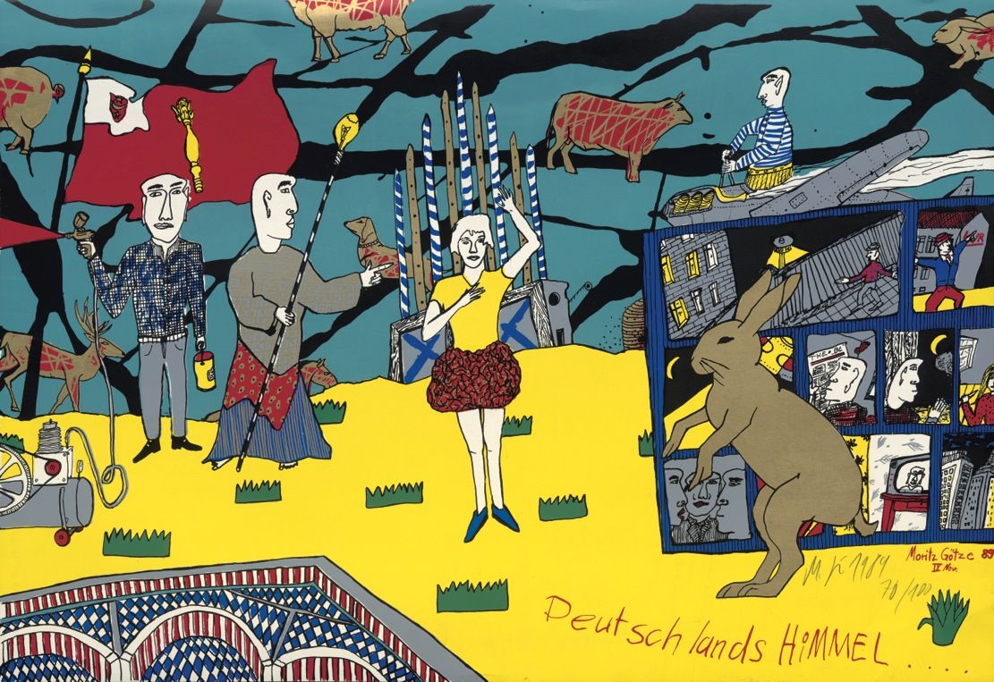 Moritz Götze,
Deutschlands Himmel,
1989,
Farbgrafik,
58 cm x 84 cm