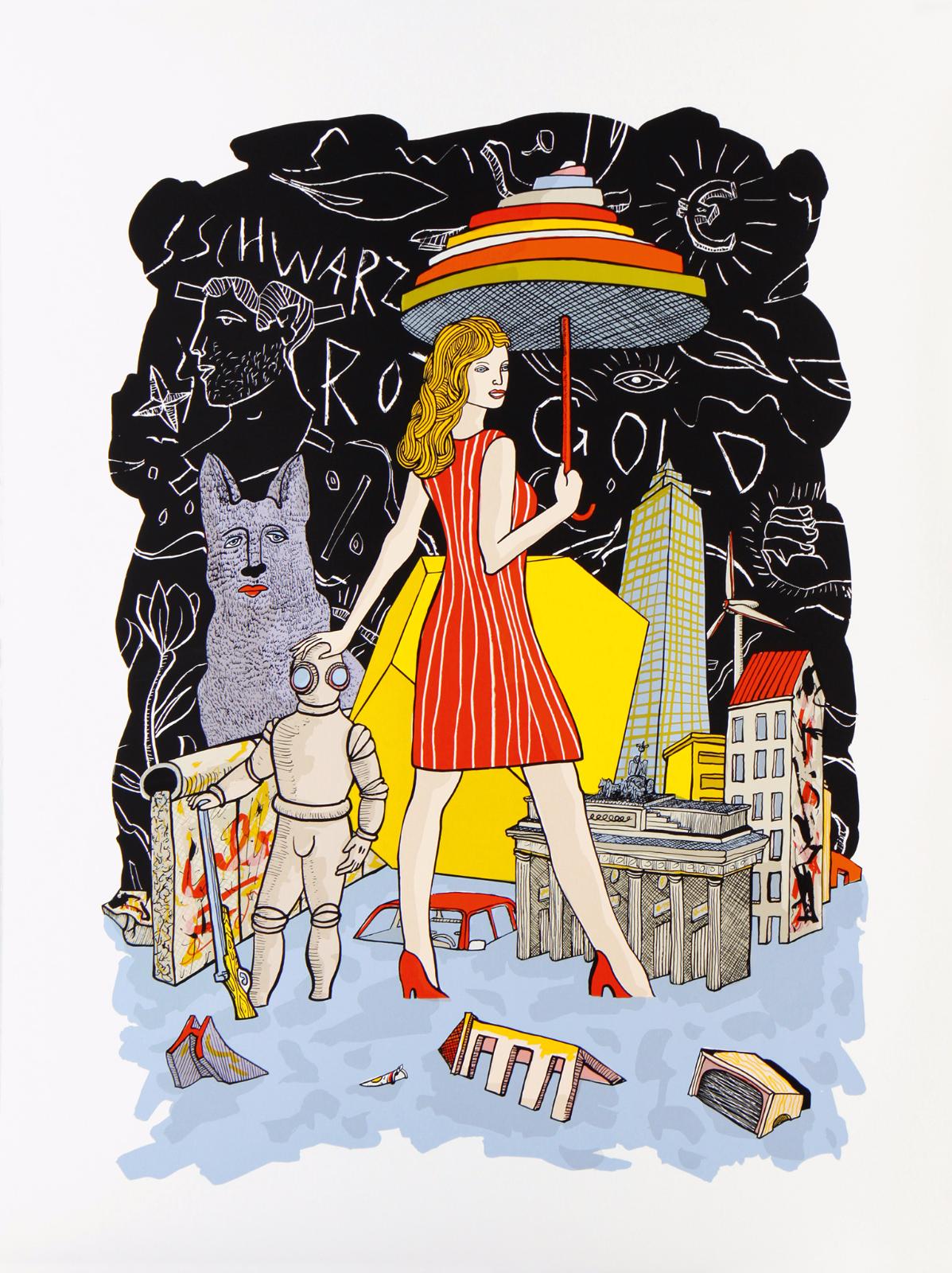 Moritz Götze, 
Schwarz Rot Gold, 
2015, 
Serigrafie, 
80 cm x 60 cm, 
Auflage: 50