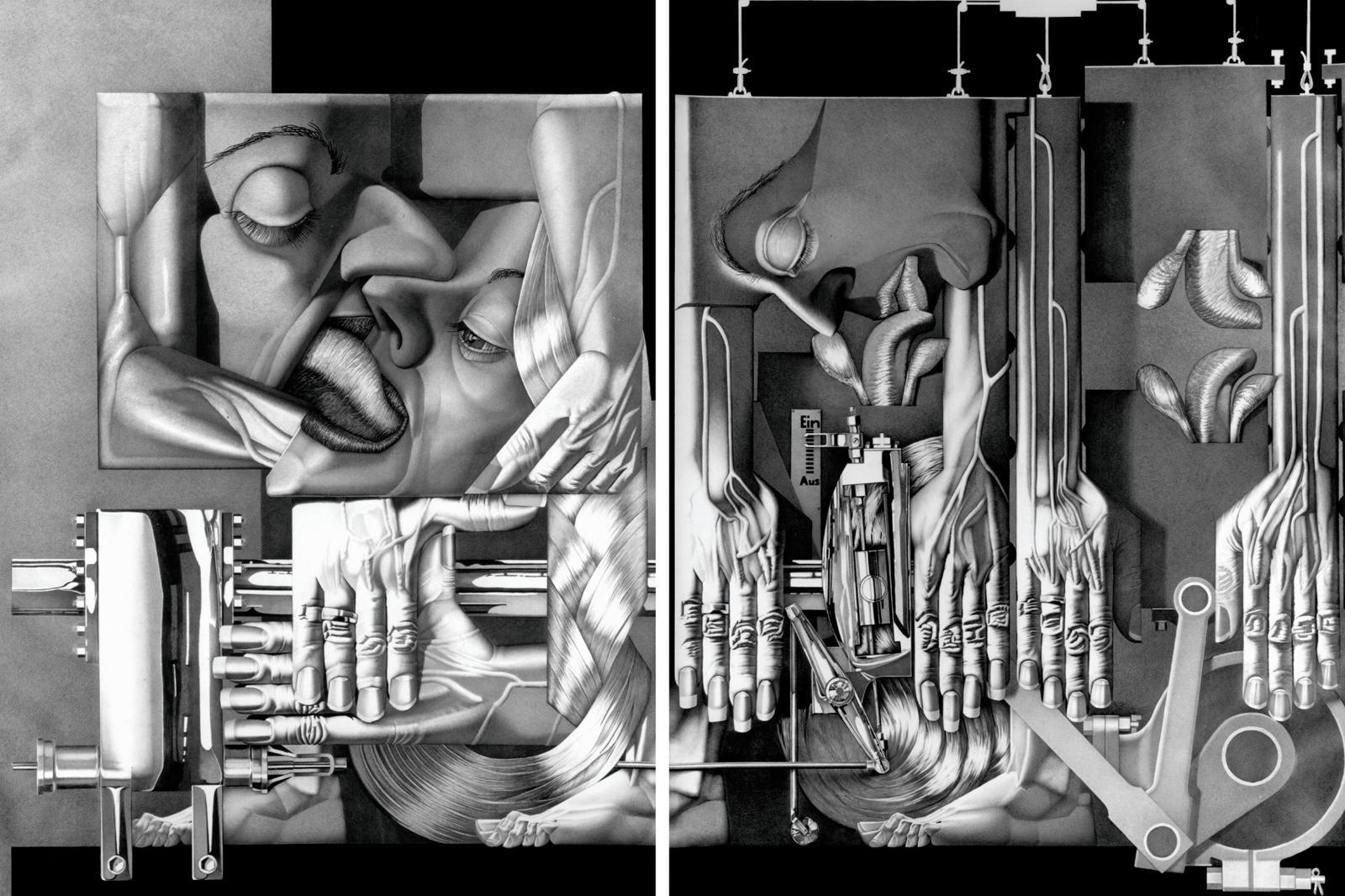 Peter König, Der Kuss, 1998, Bleistift auf Papier, 200 cm x 300 cm, SüdWestGalerie, LONGSTREET ART SHOP