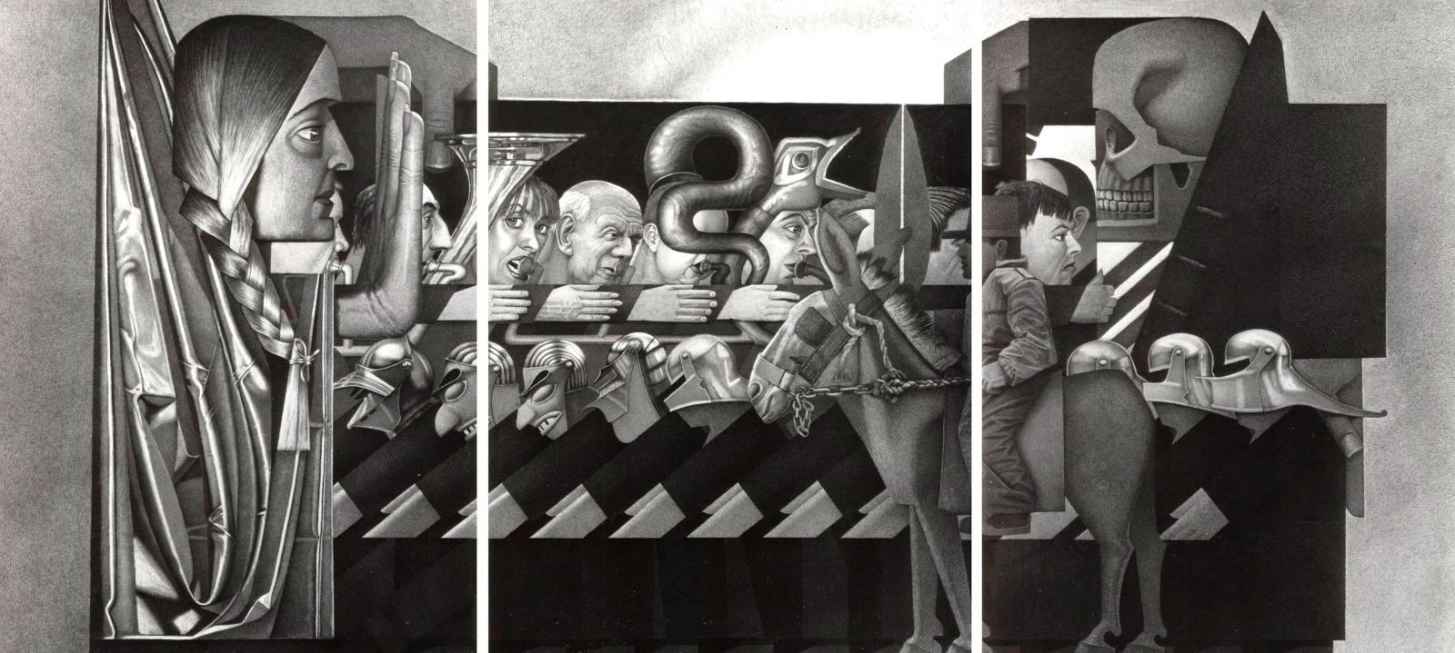 Peter König, Leben und Tod, 1995, Bleistift auf Papier, 200 cmx 350 cm, SüdWestGalerie, LONGSTREET ART SHOP