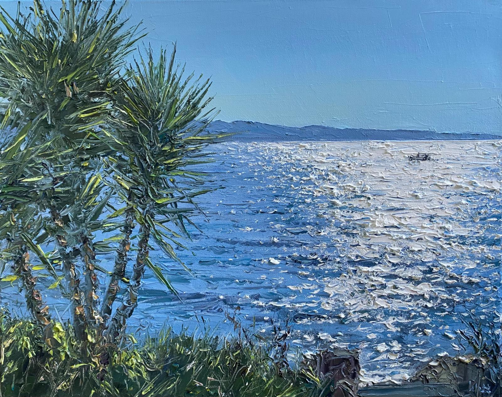 Peter Witt, Palme im Gegenlicht, 2025, Öl auf Leinwand, 40 cm x 50 cm, Galerie Cyprian Brenner, LONGSTREET ART SHOP