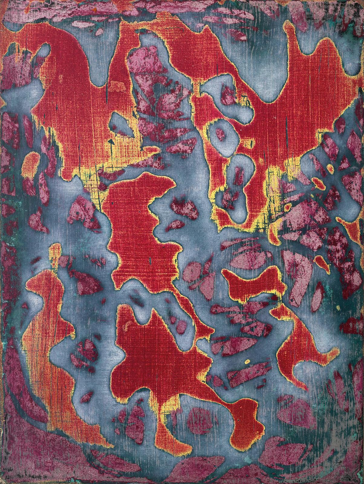 Philipp Zörndlein, Gesterns Geist, 2018, Öl, Lack, Tusche, Acryl und Papier auf Holz, 40 cm x 30 cm, Galerie Cyprian Brenner, LONGSTREET ART SHOP