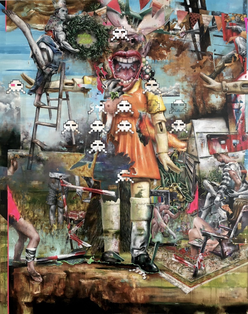 Robert Matthes, Fängerin, Acryl auf Nessel, 220 cm x 175 cm, Galerie Cyprian Brenner