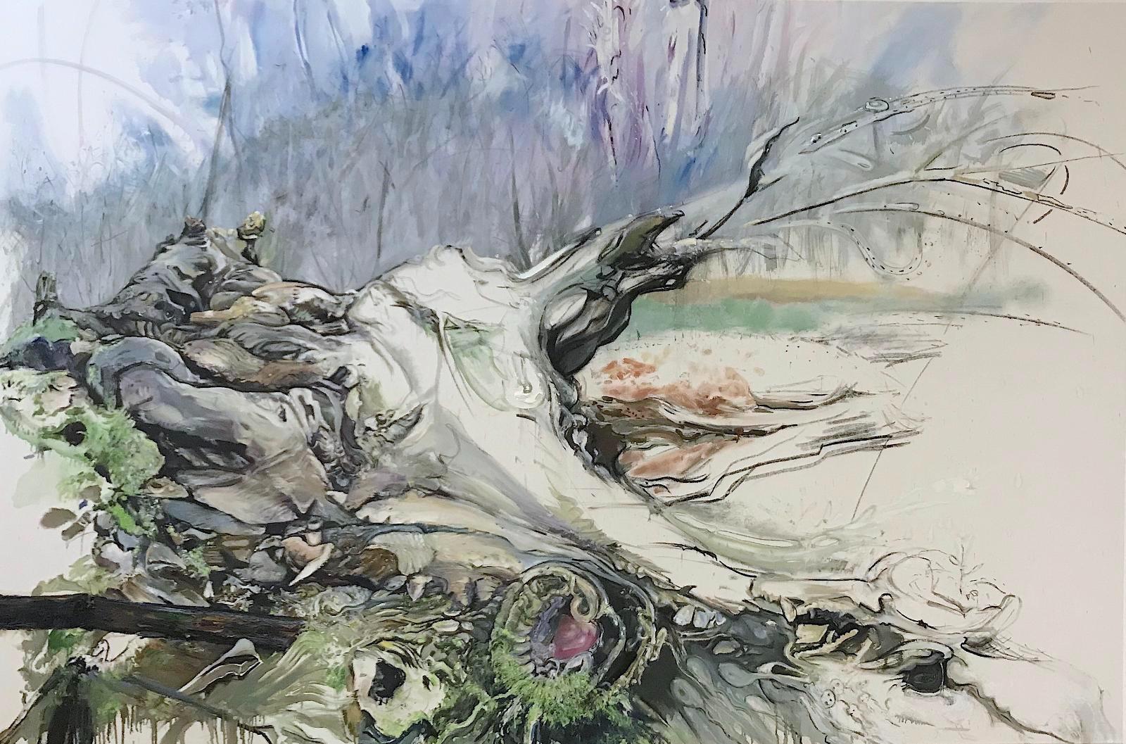 Saxana N. Schötschel, Nr. 11 alles fließt ..., 2018, Öl und Kohle auf Leinwand, 200 cm x 300 cm, Galerie Cyprian Brenner, LONGSTREET ART SHOP