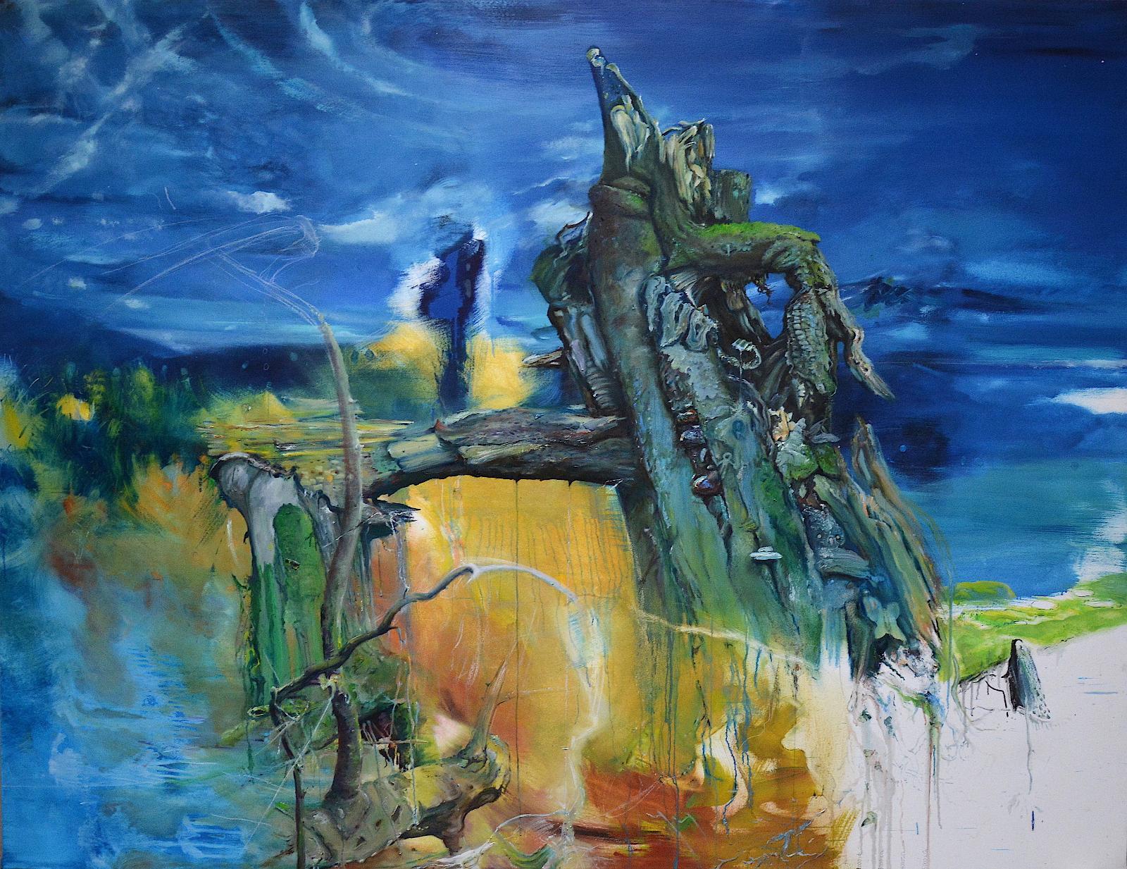 Saxana Schötschel, Baumportrait 59 (Standort Reinhardswald), 2022, Öl auf Leinwand, 191 cm x 250 cm, Galerie Cyprian Brenner, LONGSTREET ART SHOP