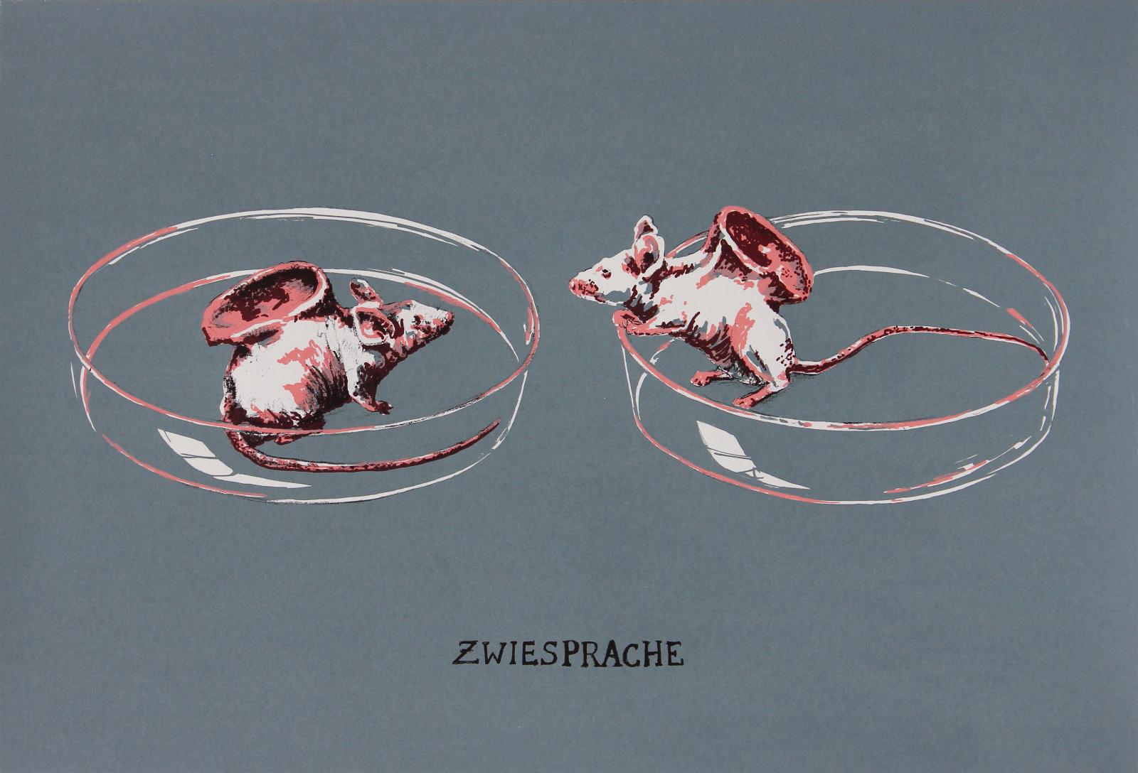 Karin Brosa,
Zwiesprache,
Serigraphie,
50 cm x 40 cm , Auflage  12