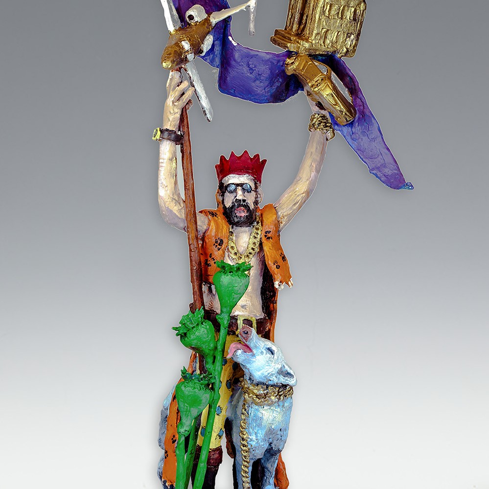 Terence Carr, 7 Mortal Sins - Habsucht, 2017, Bronze, handbemalt, 38 cm x 15 cm x 11 cm, Auflage 30