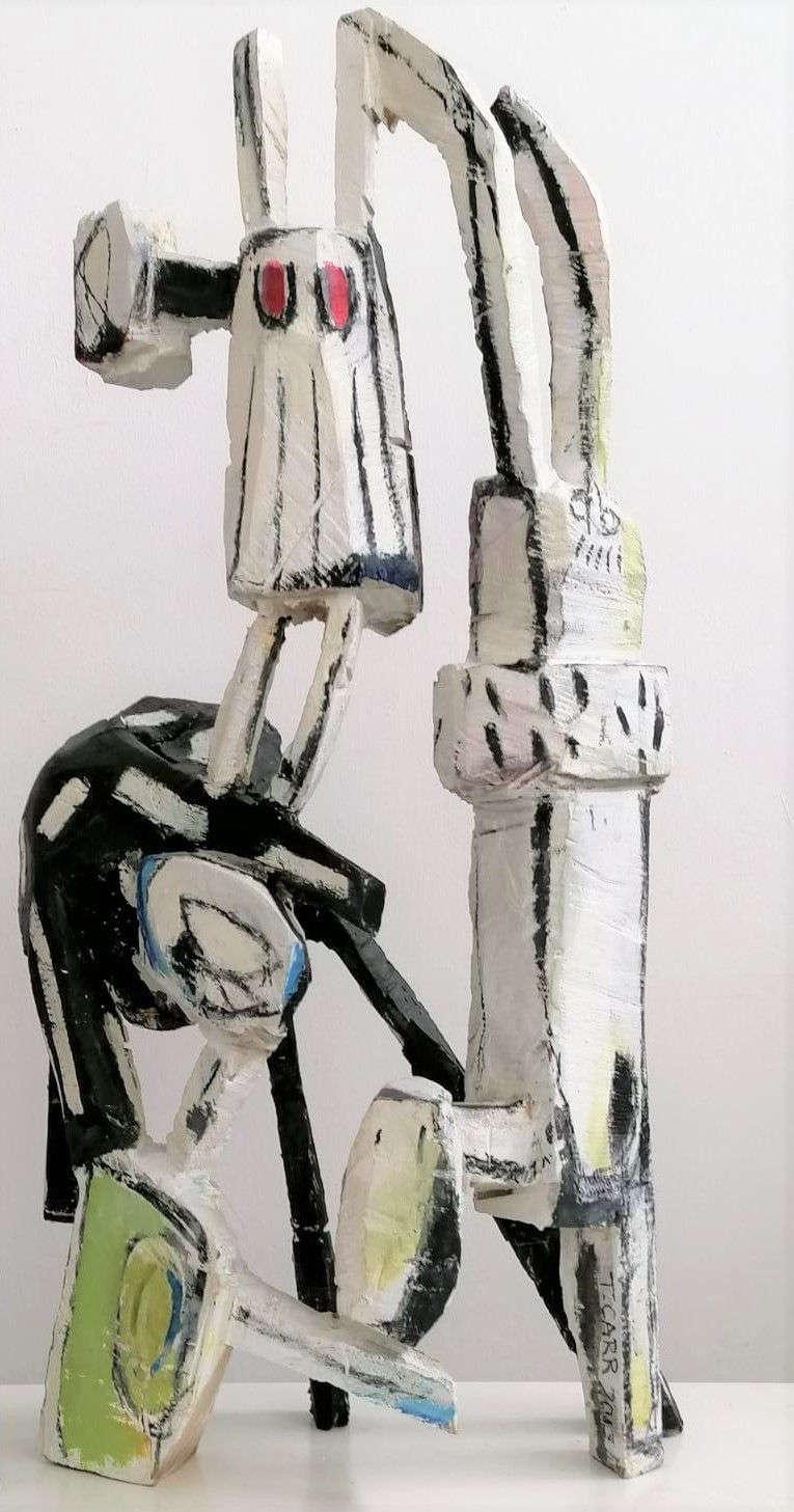 Terence Carr, Black Sun (groß), 013, Holz, farbig gefasst, Unikat 97 x 44 x 23 cm