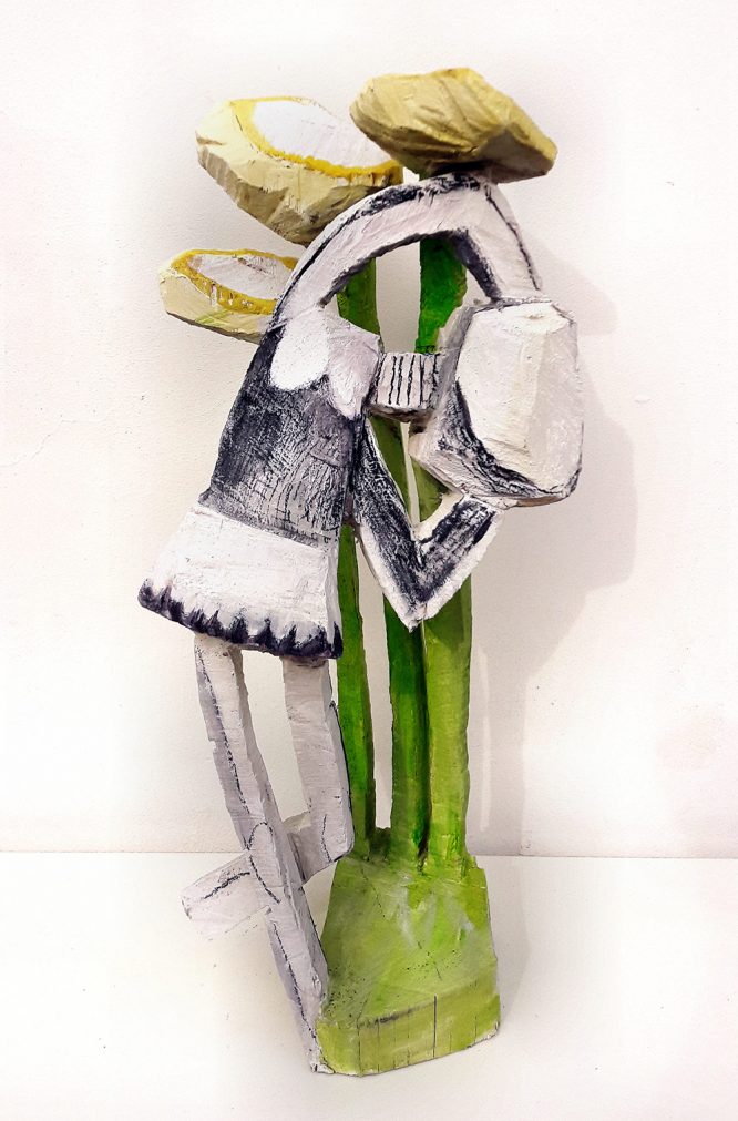 Terence Carr, The Women V, 2017, Holz, farbig gefasst, Unikat, 70 x 30 x 27 cm