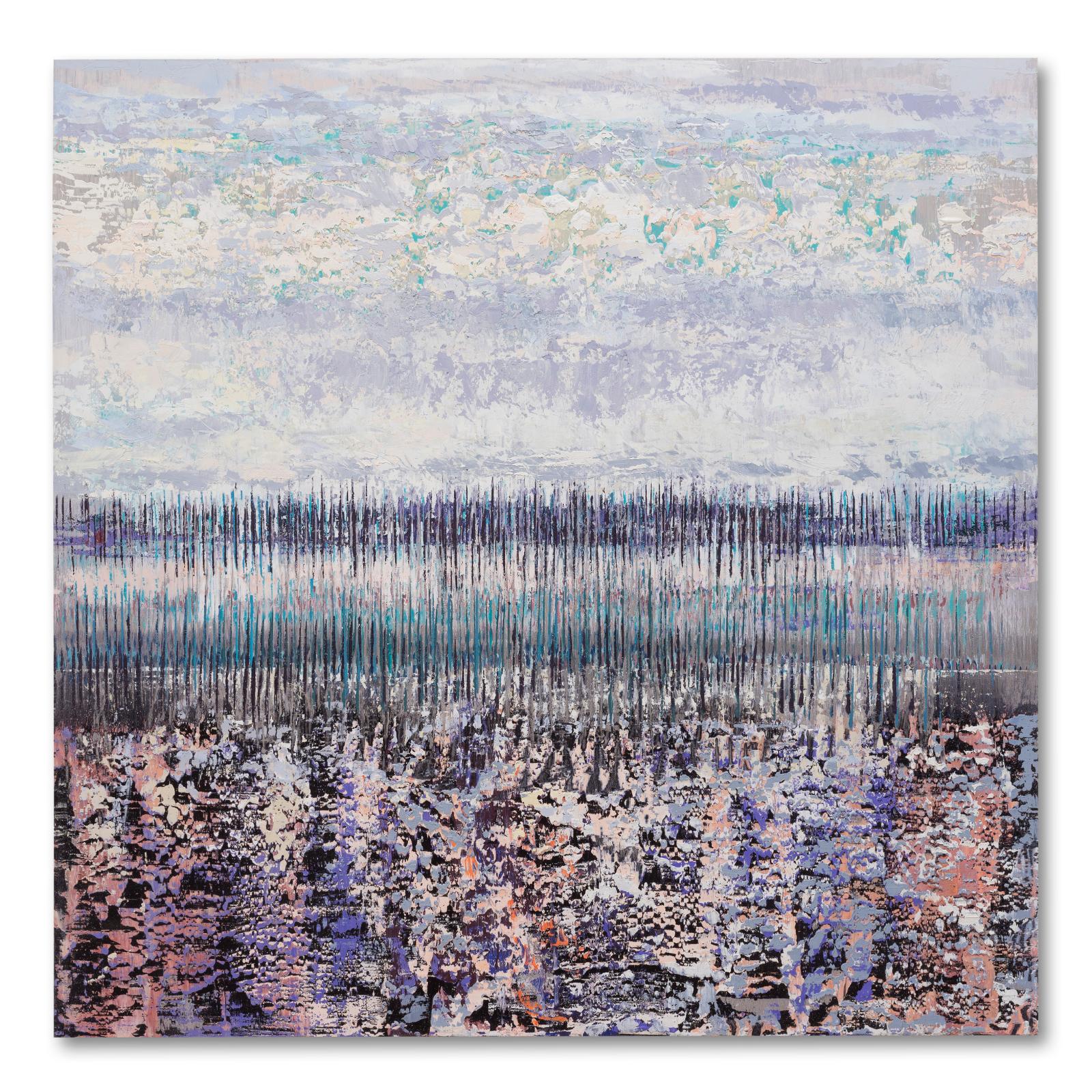 Bruno Kurz, Weite Himmel grau, 2019, Acryl und Öl auf Leinwand, 100 x 100 cm