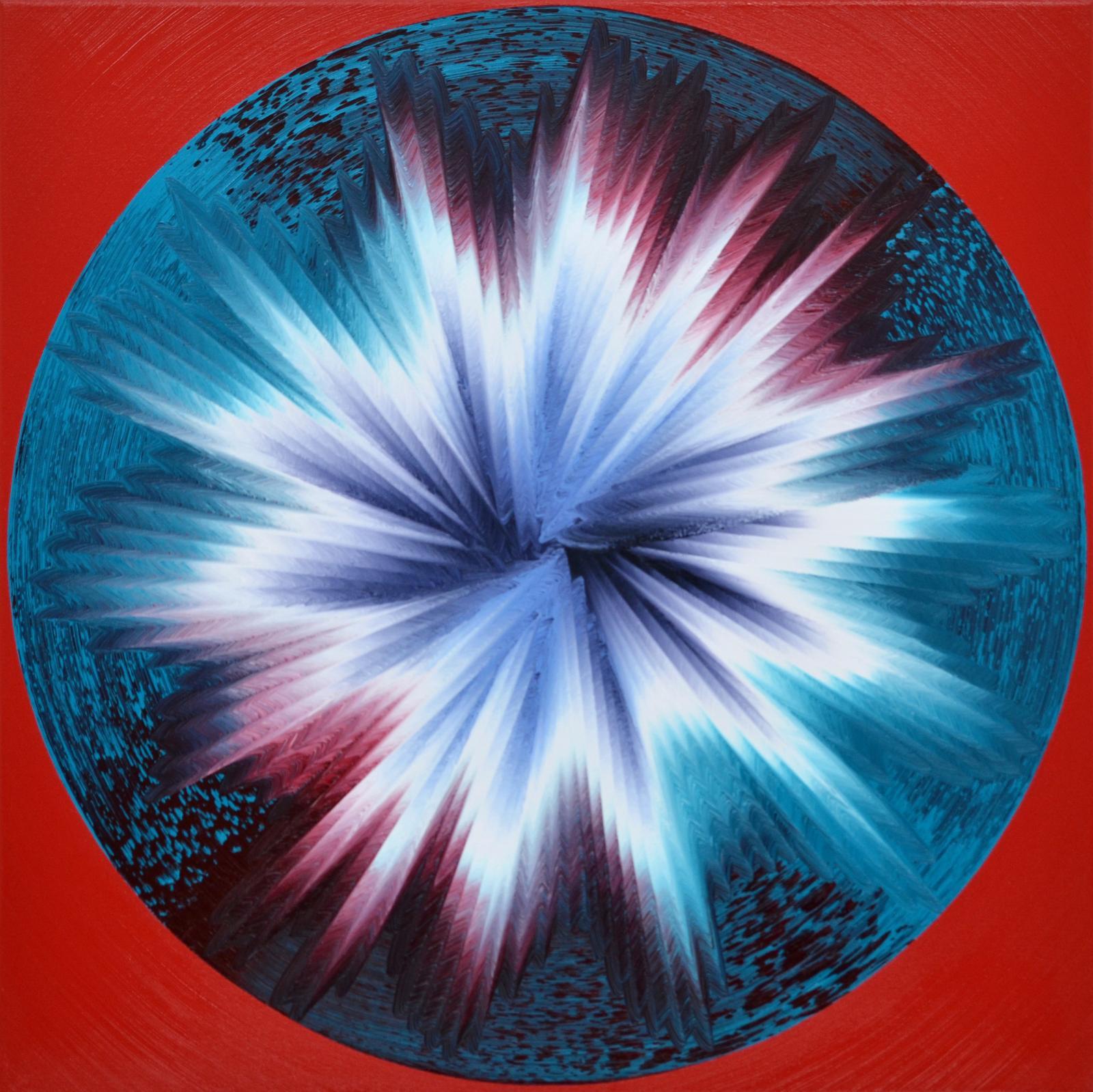 Vera Leutloff, Circular Oszillation Januar Kadmiumrot, 2021, Öl auf Leinwand, 60 cm x 60 cm, Galerie Cyprian Brenner, LONGSTREET ART SHOP