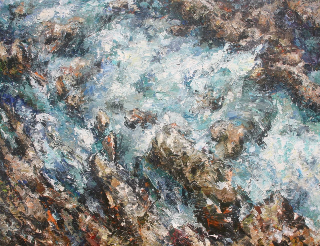 Rudi Weiss, Fluss (Bretagne), 34-2005, Öl auf Leinwand, 140 cm x 155 cm, wer011ko