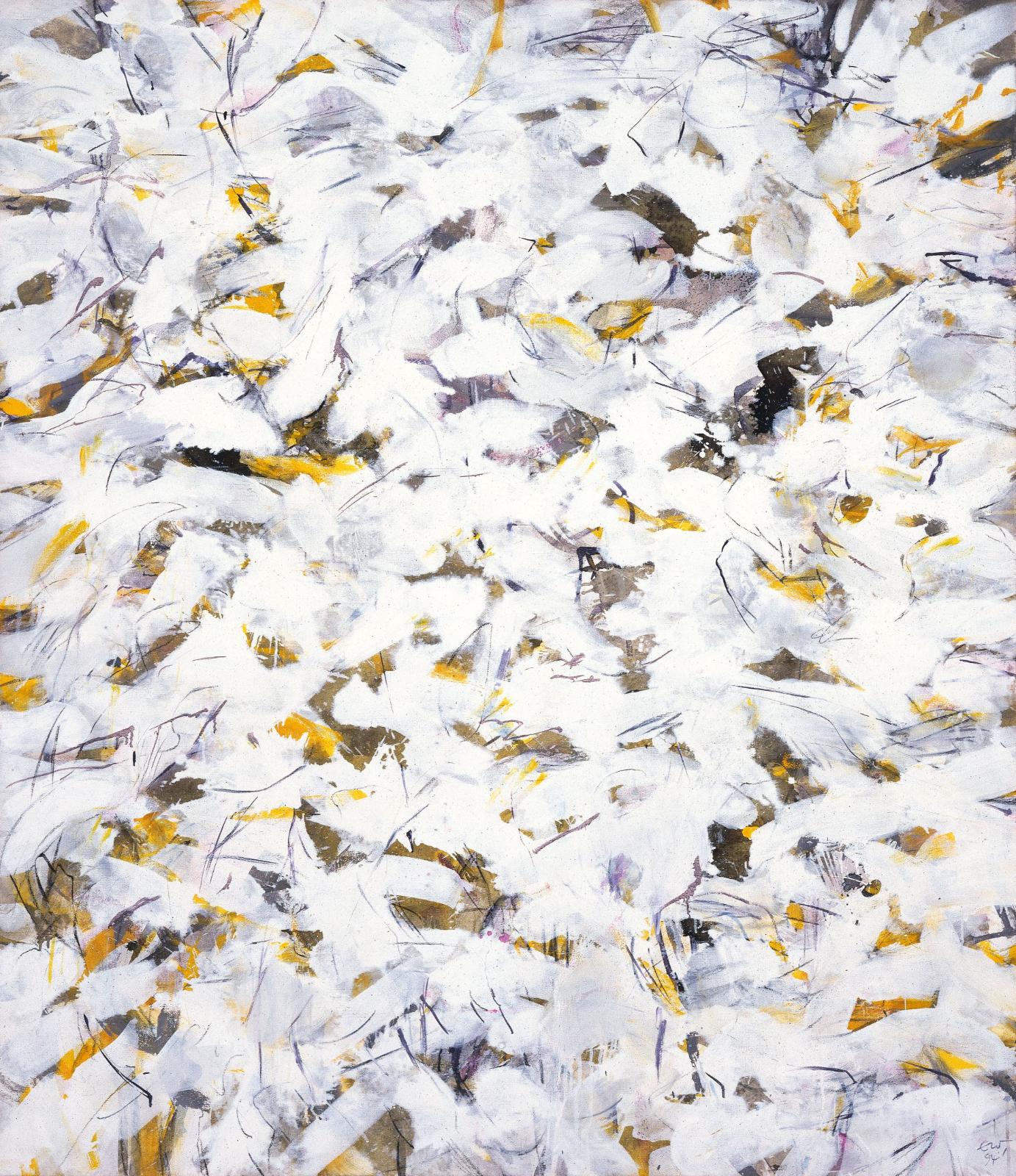 Elke Wree, Early Spring, 1994, Acryl, Öl und Kohle auf Leinwand, 130 x 150 cm