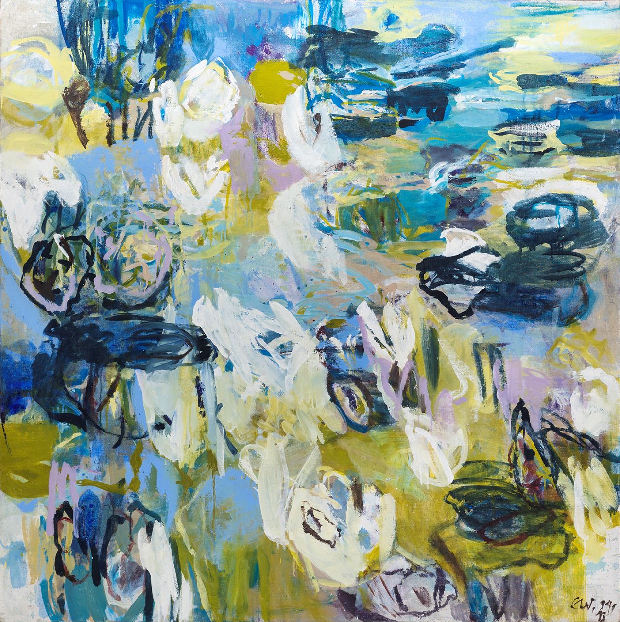 Elke Wree, Seerosenteich I, 2013, Öl auf Leinwand, 120 cm x 120 cm