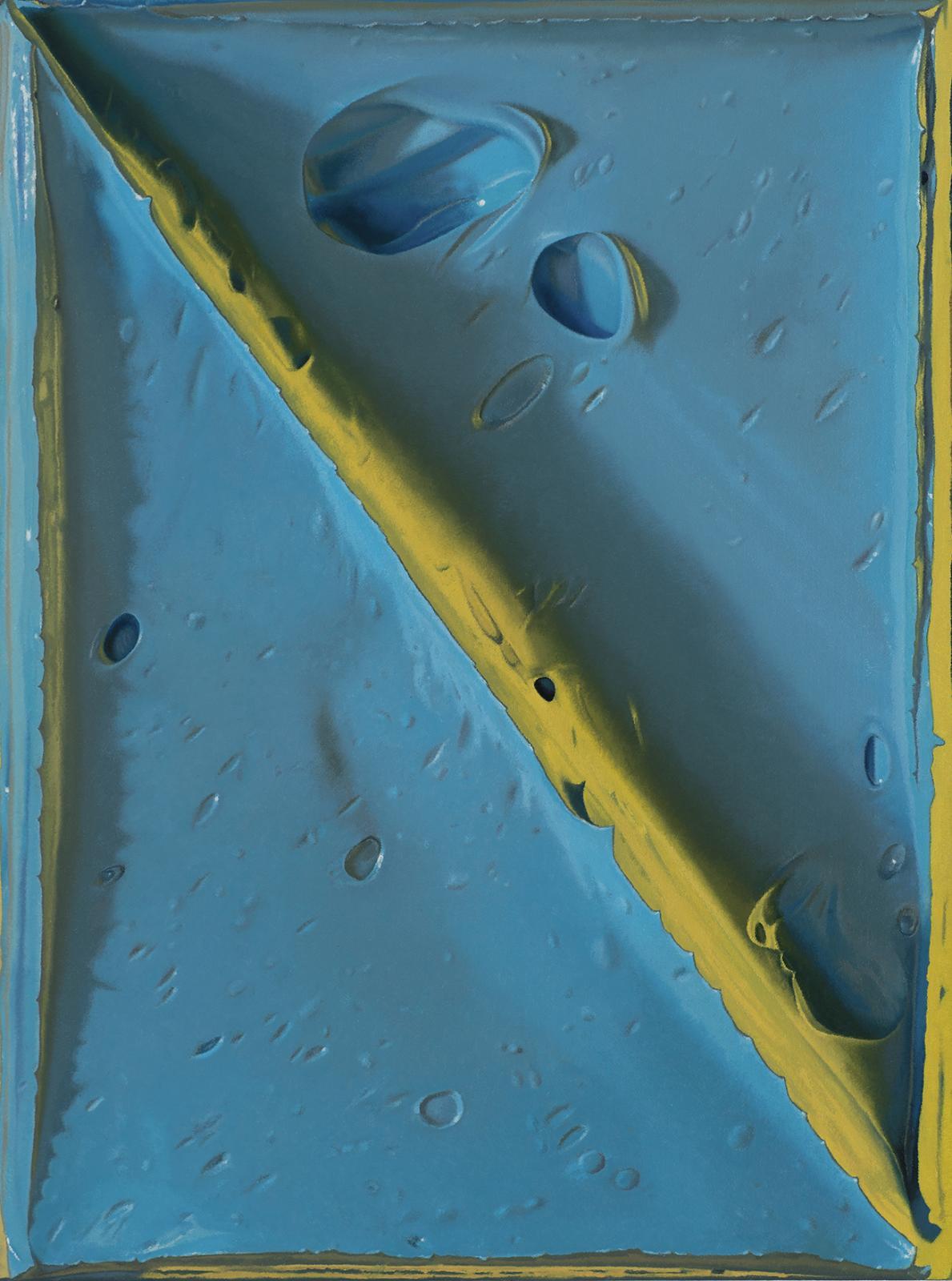 Felix Rehfeld, Ohne Titel, blau gelb vr, 2020, Öl auf Leinwand,64 x 48cm, ref005de