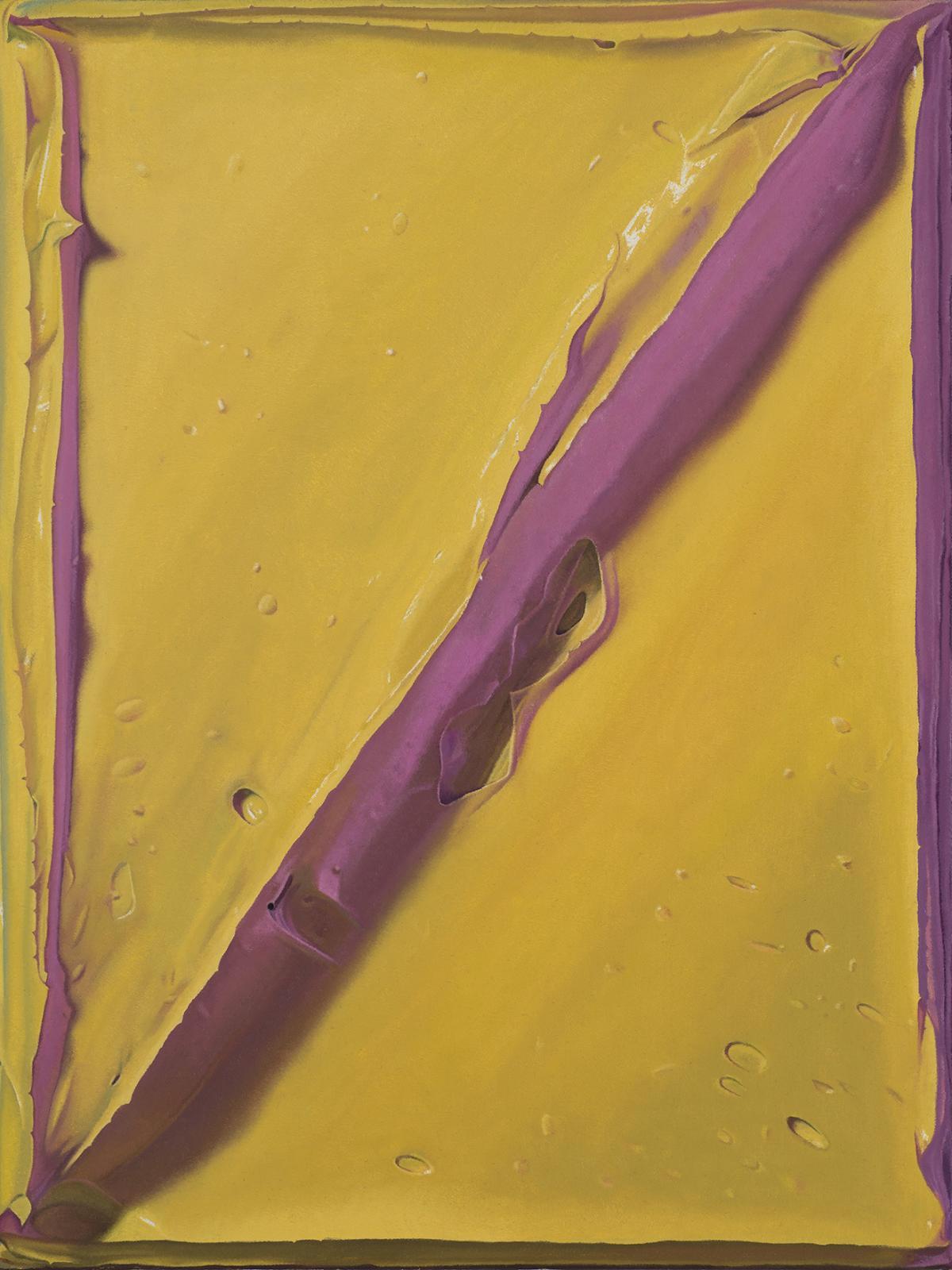 Felix Rehfeld, Ohne Titel, gelb pink vr, 2019, Öl auf Leinwand, 64 x 48cm, ref007de