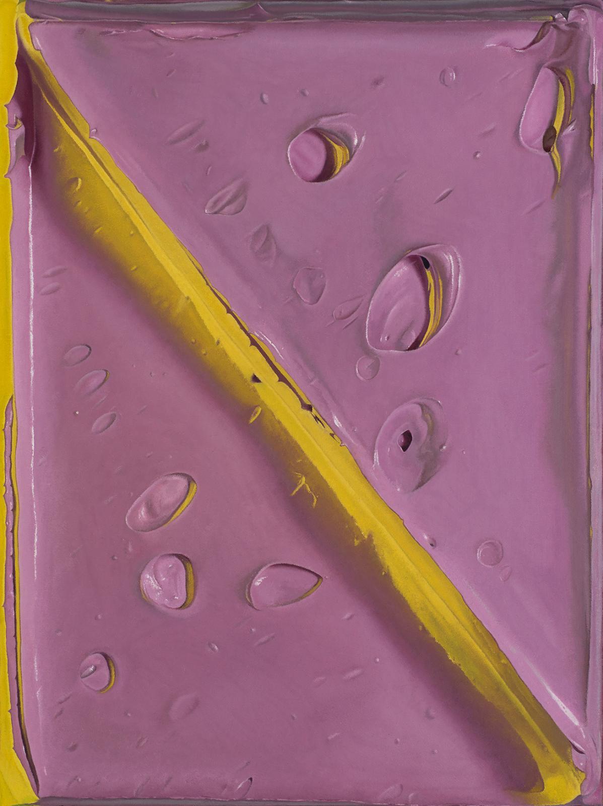 Felix Rehfeld, Ohne Titel, pink gelb vl, Öl auf Leinwand, 64 x 48cm, ref006de