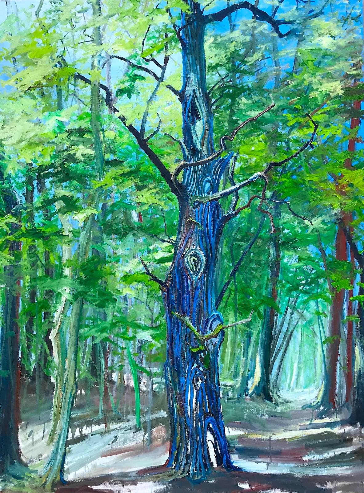 Helge Hommes, Baumportrait, Auenwald Leipzig, tanzende Eiche, 2018, Öl auf Leinwand, 160 cm x 120 cm, Galerie Cyprian Brenner, LONGSTREET ART SHOP