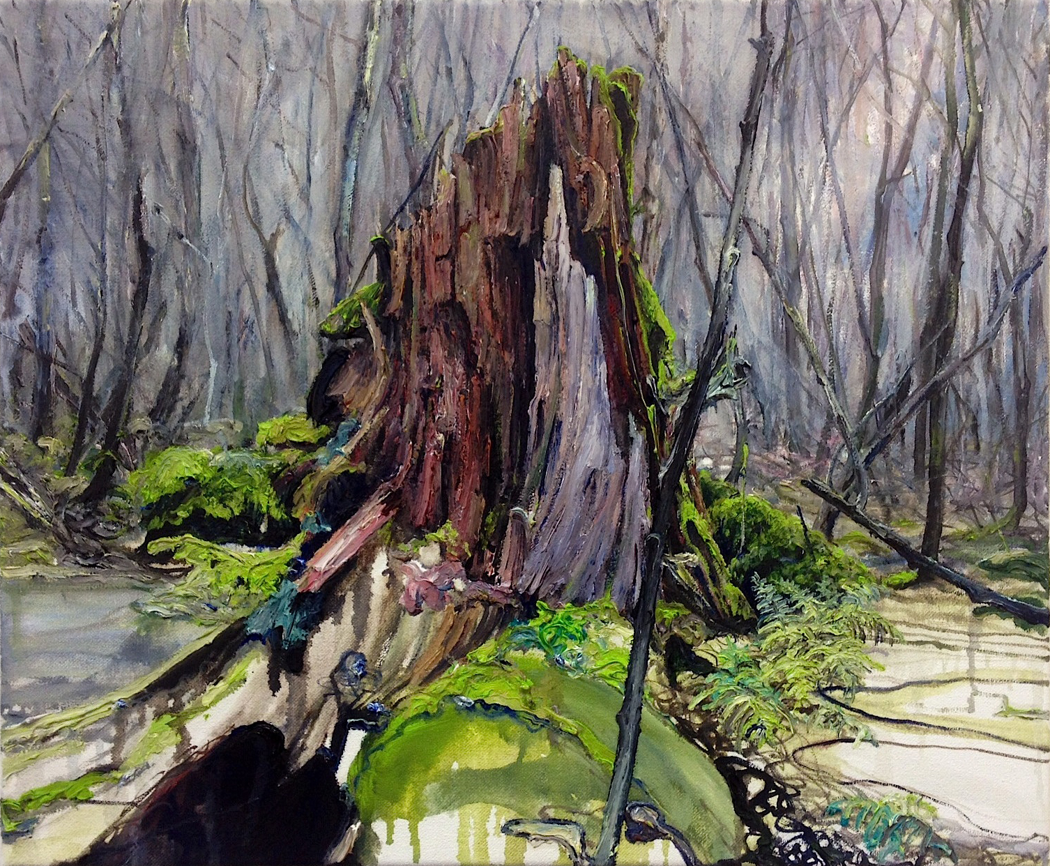 Helge Hommes Kathedrale des unbekannten Baumes, Drachenfels, 321 m, 2016, Öl auf Leinwand, 43 cm x 54 cm, Galerie Cyprian Brenner, LONGSTREET ART SHOP