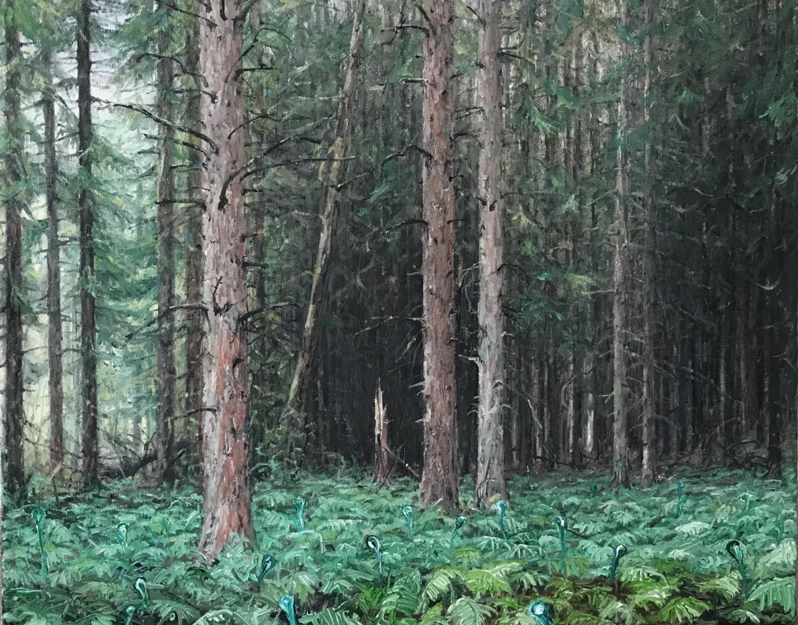 Helge Hommes, Kommst Du in den Wald, 2015, Öl auf Leinwand, 40 cm x 50 cm, Galerie Cyprian Brenner, LONGSTREET ART SHOP