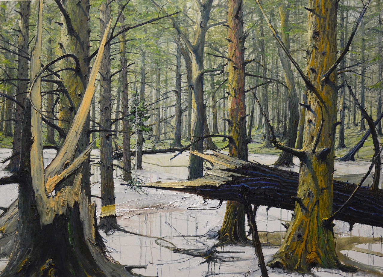 Helge Hommes, Old Tjikko, Schweden, Fulufjället, Nationalpark, 2020, 2022, Öl auf Leinwand, 130 cm x 180 cm, Galerie Cyprian Brenner, LONGSTREET ART SHOP