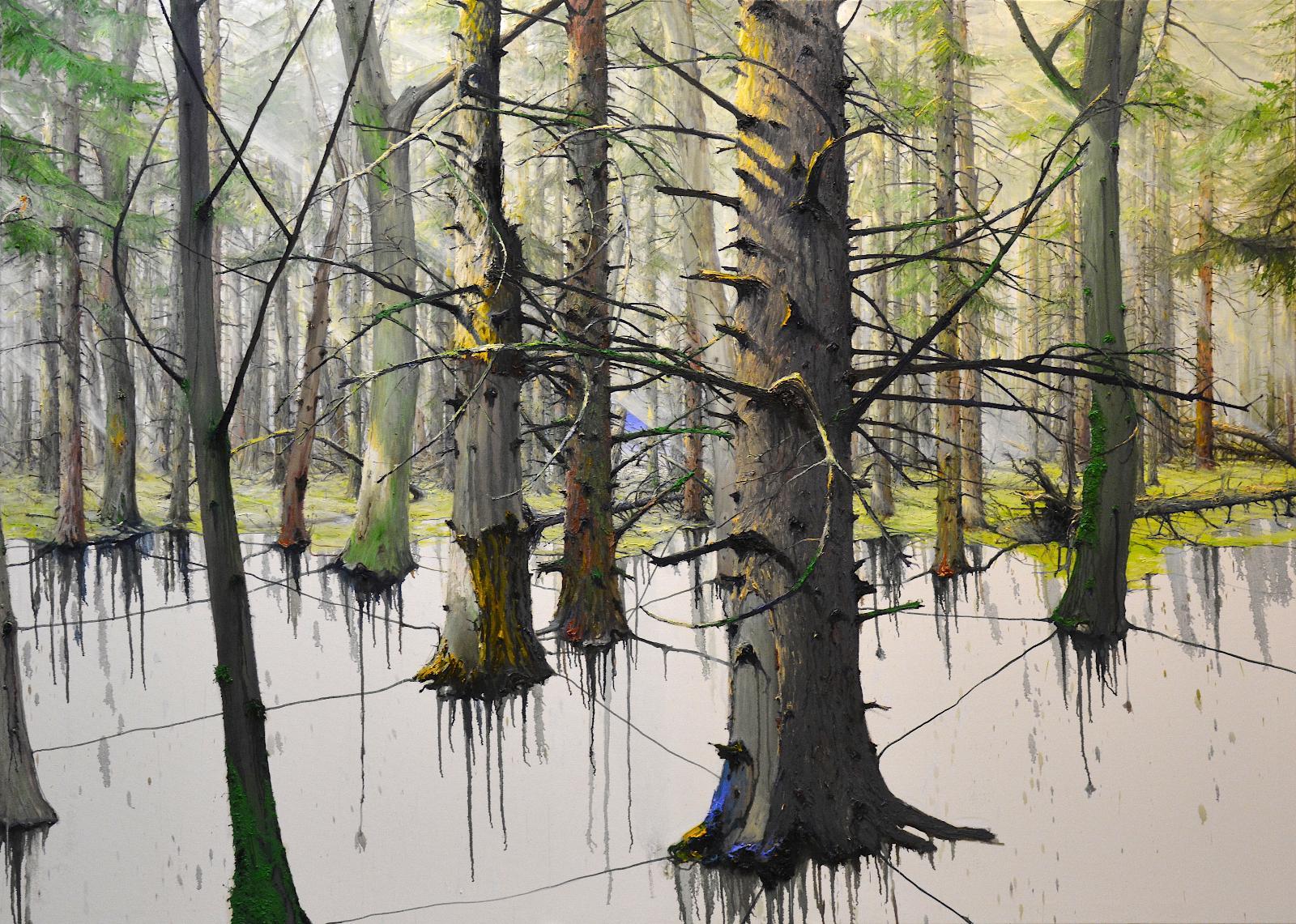 Helge Hommes, Wissen und Vergessen (III) - into the green, 2022, Öl auf Leinwand, 180 cm x 250 cm , Galerie Cyprian Brenner, LONGSTREET ART SHOP