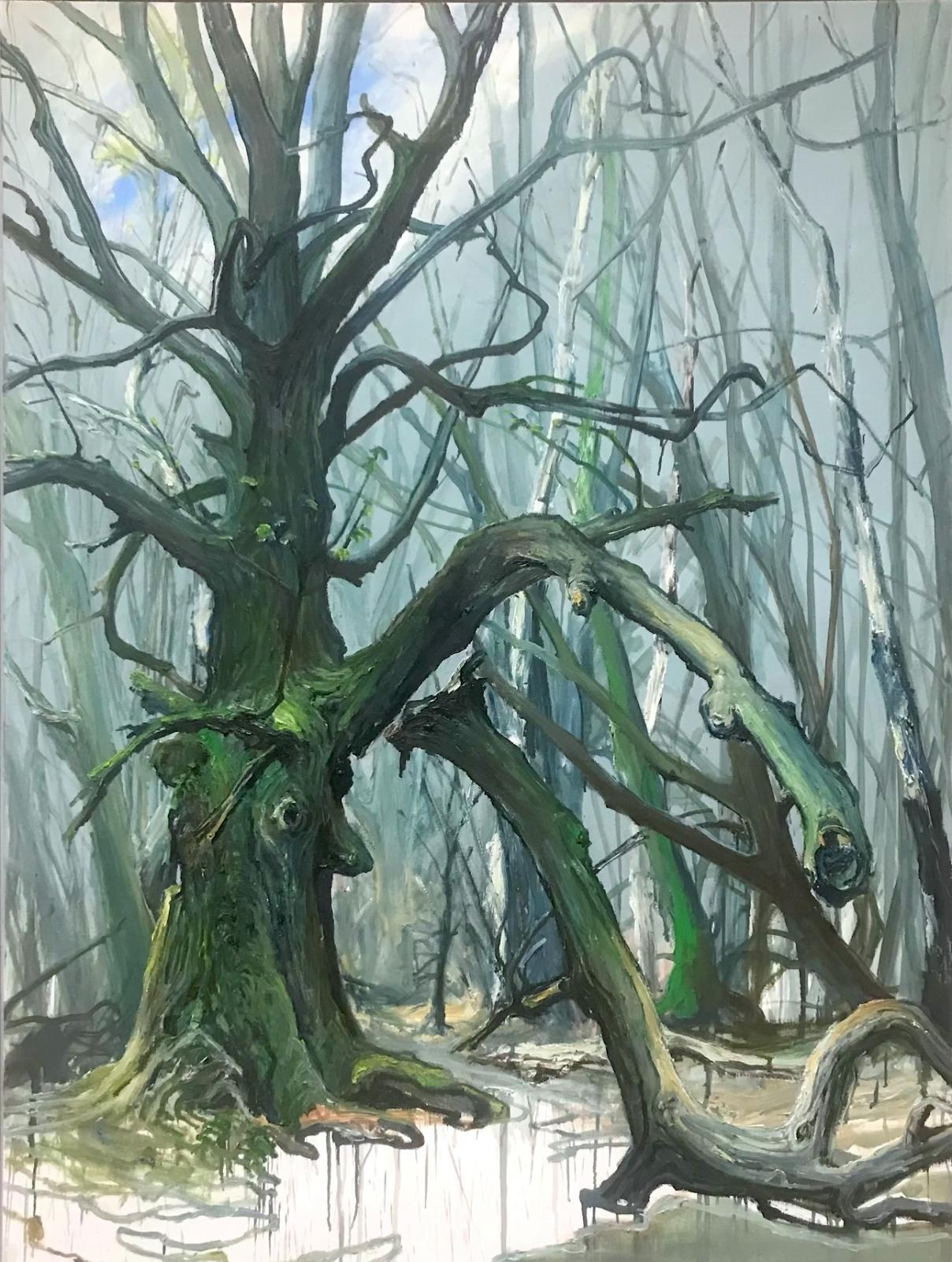 Helge Hommes, stille Riesen, DU, Baumportrait, RHW, 2019, Öl auf Leinwand, 160 cm x 120 cm, Galerie Cyprian Brenner, LONGSTREET ART SHOP