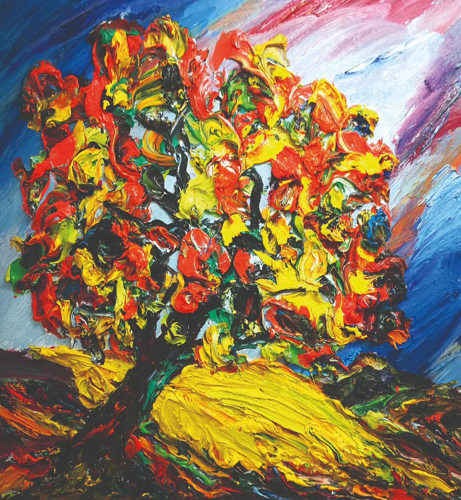 Harry Meyer, Baum, 2020, Öl auf Leinwand, 75 x 70 cm