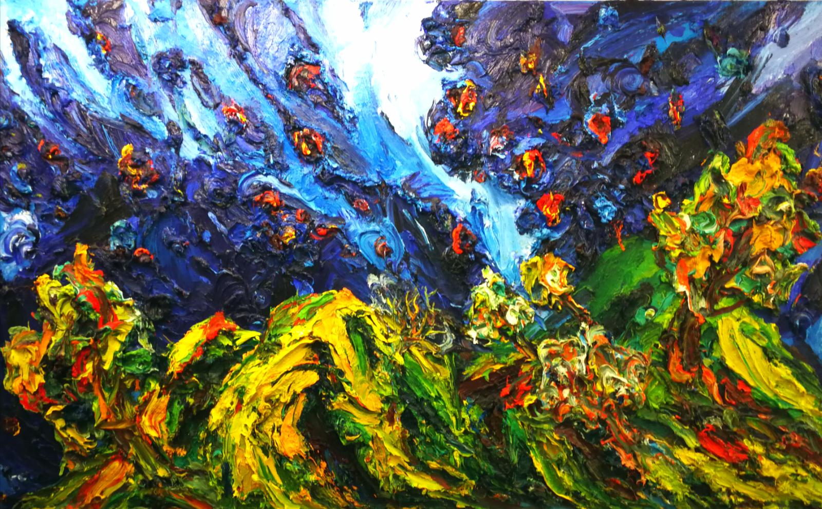 Harry Meyer, Nacht, 2017, Öl auf Leinwand, 105 x 170 cm