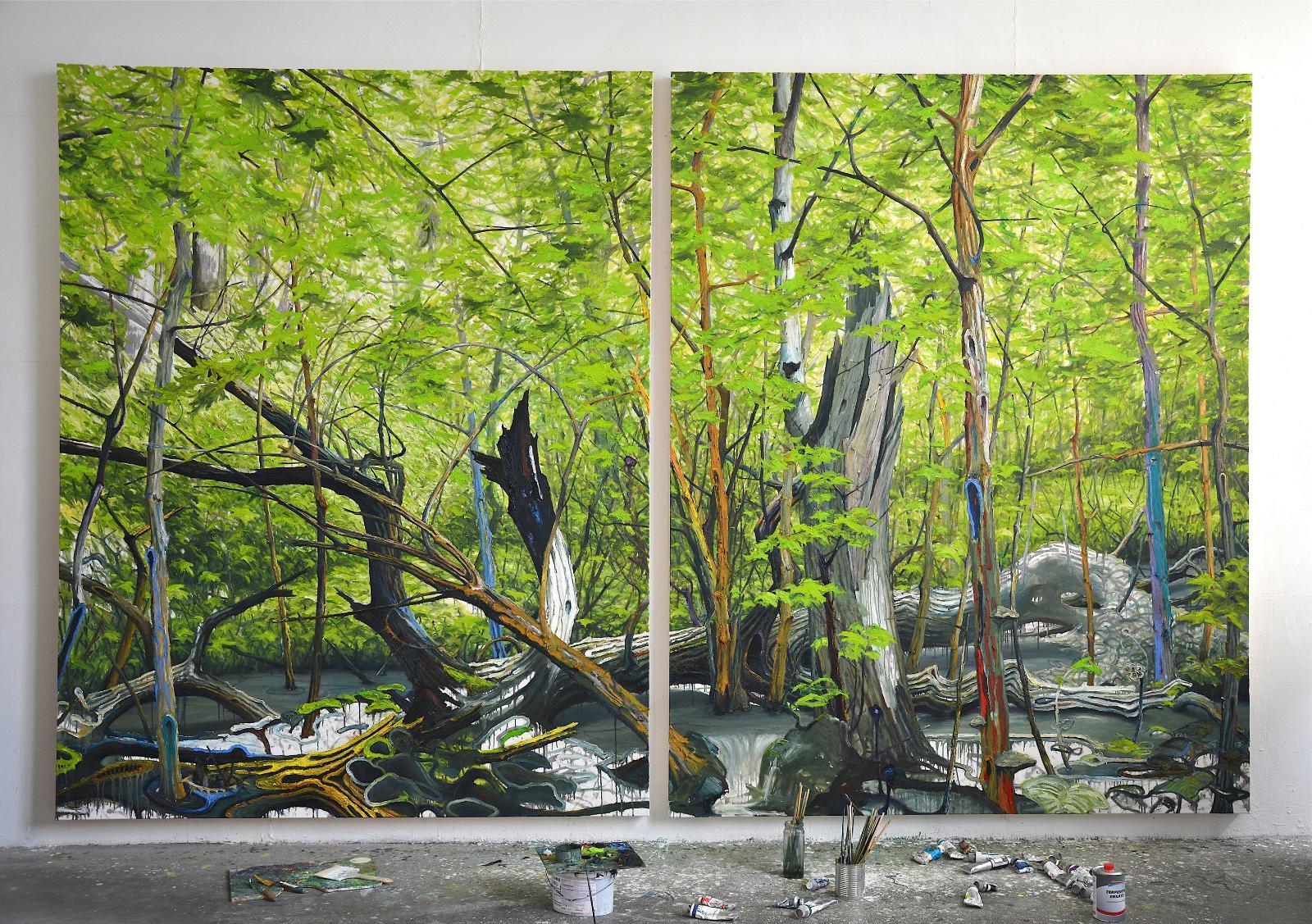  Helge Hommes, CASPAR SCHON WIEDER OHNE KOMPASS IM MORGENLAND, 2015, Öl auf Leinwand, 280 cm x 450 cm