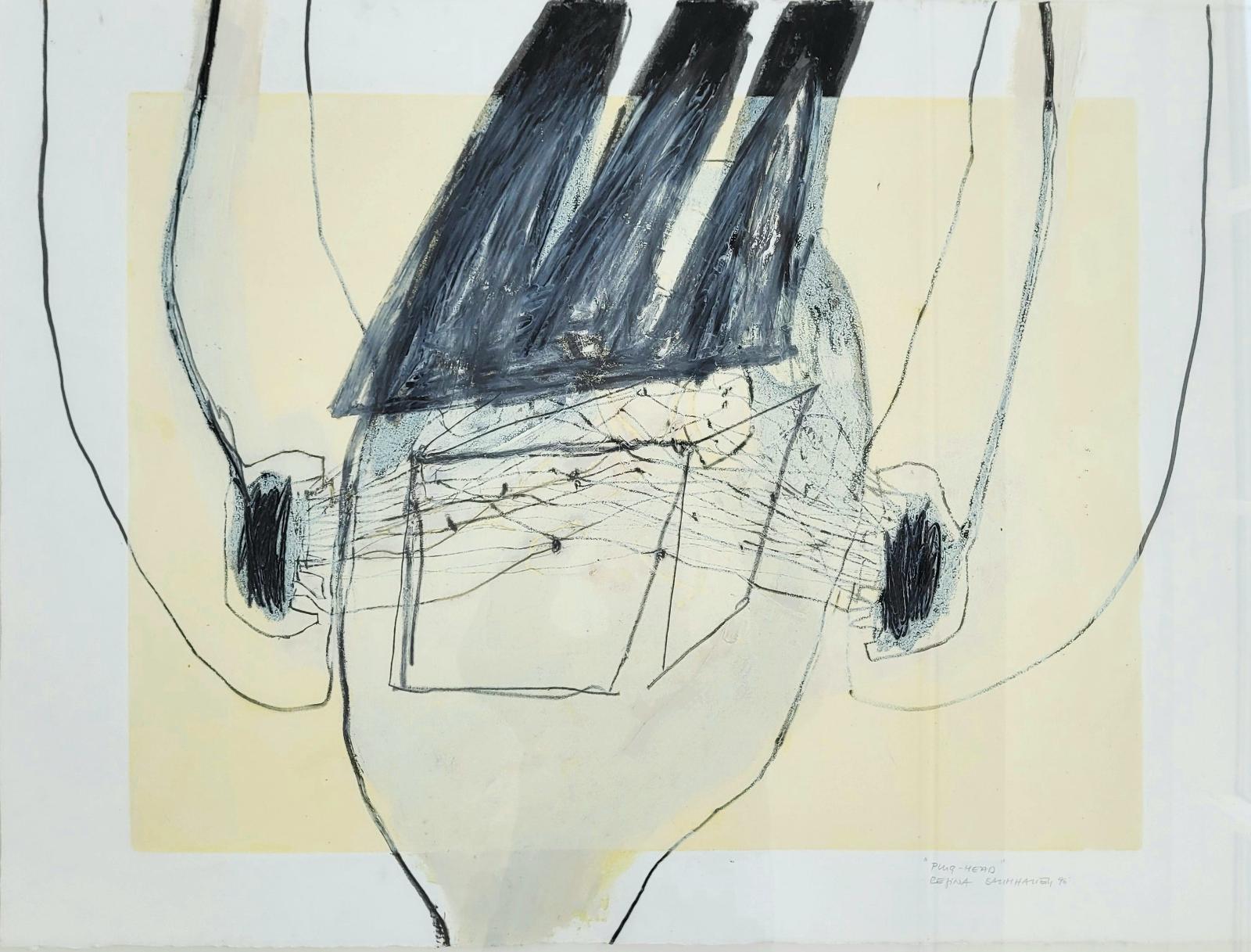 Regina Baumhauer, Diary Plug-Head, 1996-1997, Mischtechnikzeichnung, 58 cm x 79 cm, SüdWestGalerie