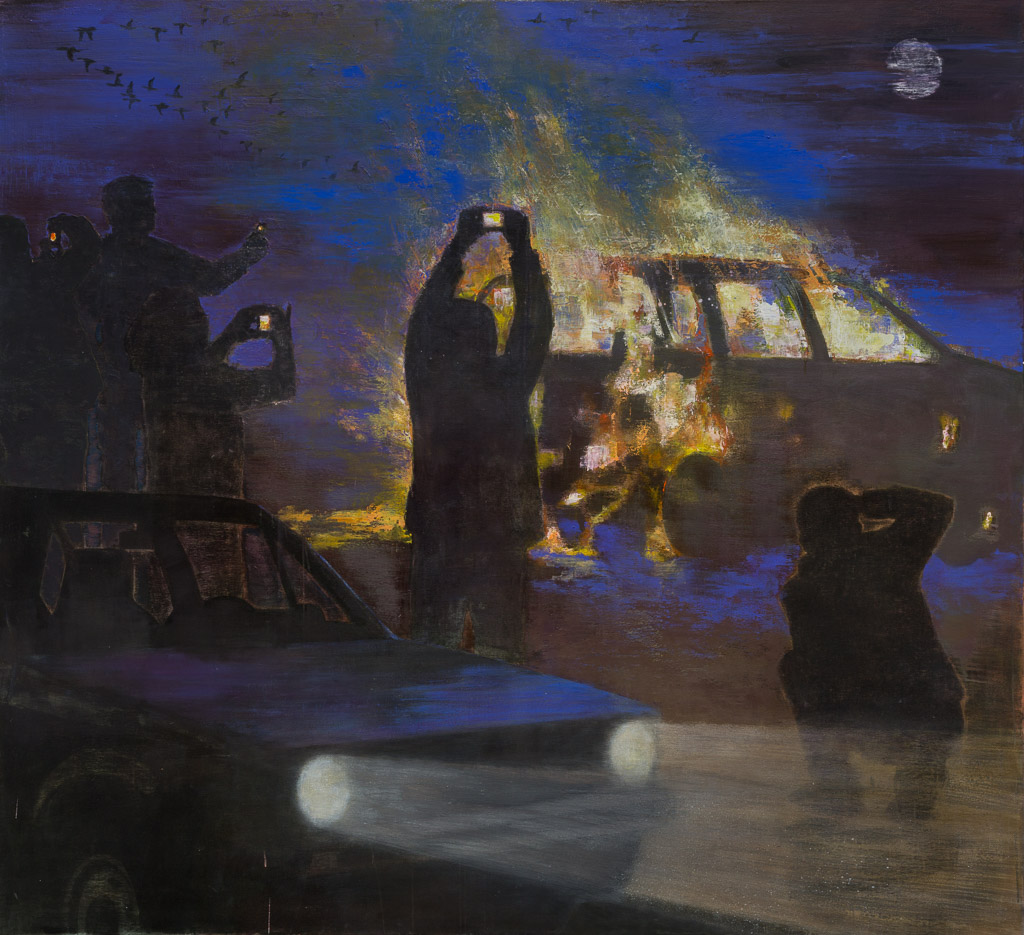 Kathrin Rank, Zaungäste, 2014, Öl auf Leinwand, 160 x 175 cm