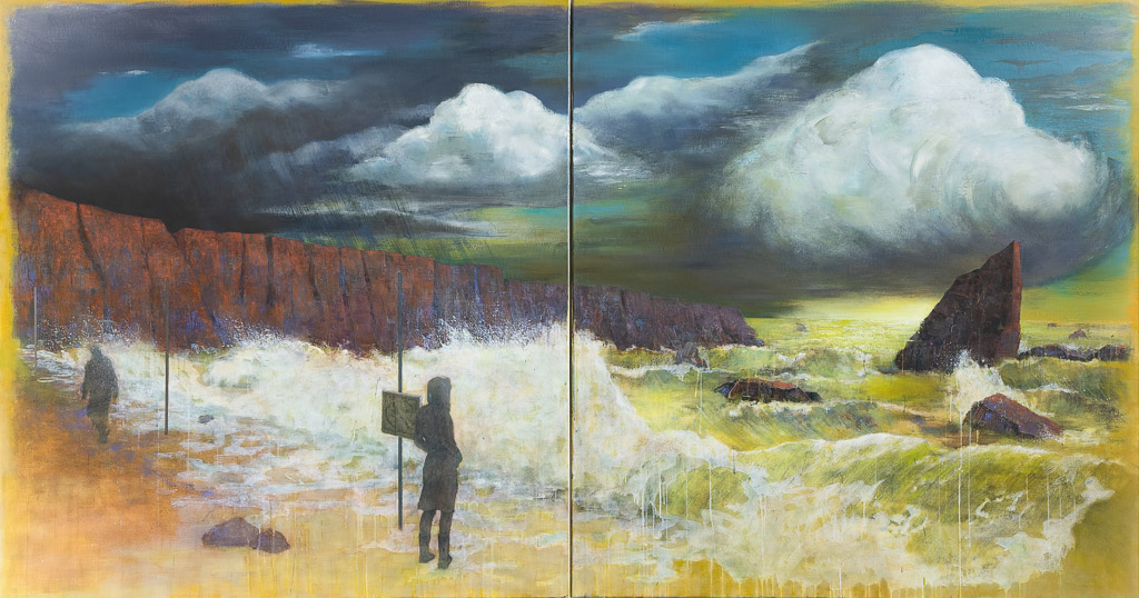 Kathrin Rank, Echo (Diptychon), 2020, Öl auf Leinwand, 170 cm x 320 cm