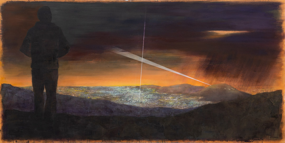 Kathrin Rank, Vermessung, 2020, Öl auf Leinwand, 100 x 200 cm