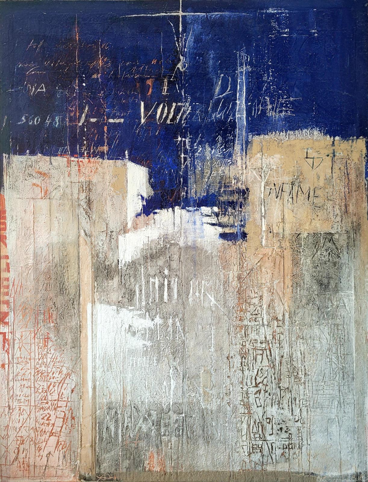 Rudolf Haegele, Palimpsest VOLTERRA, 1981, 195 cm x 163 cm, Mischtechnik auf Leinwand, Galerie Cyprian Brenner, LONGSTREET ART SHOP