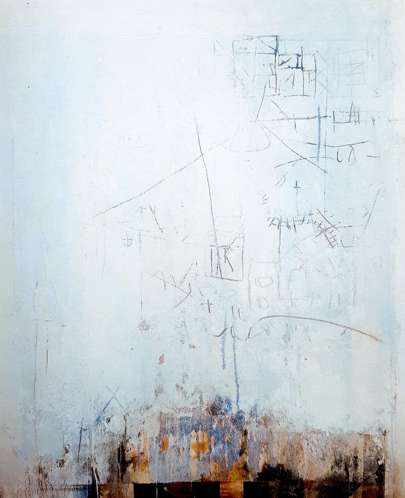 Rudolf Haegele, Wand mit Zinken; 1983, Mischtechnik auf Leinwand, 155 cm x 125 cm, Galerie Cyprian Brenner, LONGSTREET ART SHOP