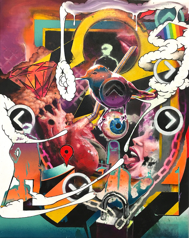 Robert Matthes, Aussichtspunkt, 2020, Acryl, Öl, Lack auf Nessel, 50 cm x 40 cm, Galerie Cyprian Brenner, LONGSTREET ART SHOP